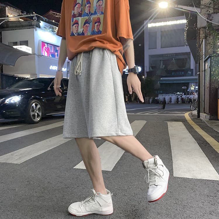 グレー パンツ メンズ グレー ショートパンツ ゆったり ワイドパンツ 夏物