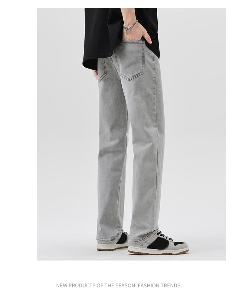 グレー パンツ ストレートシルエット ゆったりデニム
