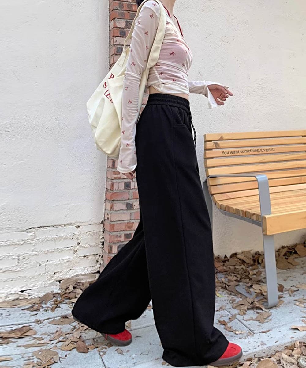 グレー パンツ ワイド スウェット パンツ グレー ゆったりシルエット
