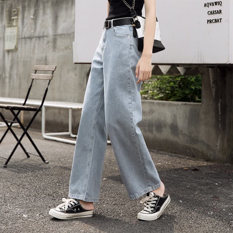 グレー パンツ デニムワイドルーズパンツ