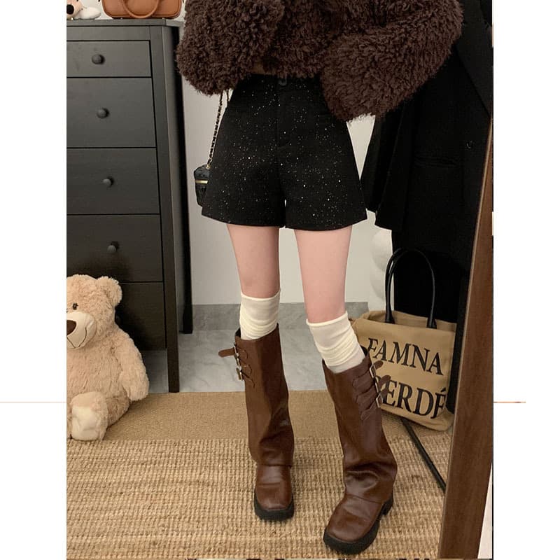 グレー パンツ きらめきウール ショートパンツ