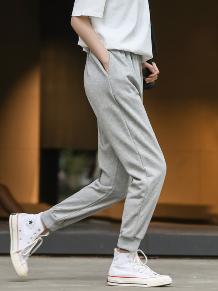 グレー パンツ 快適リラックスジョガーパンツ