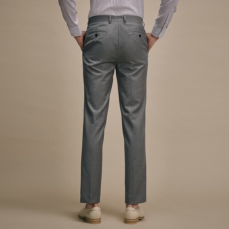 グレー パンツ 上質ウール混ビジネススラックス