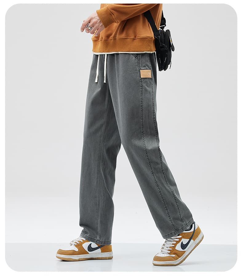 グレー パンツ リラックスストレートデニムパンツ
