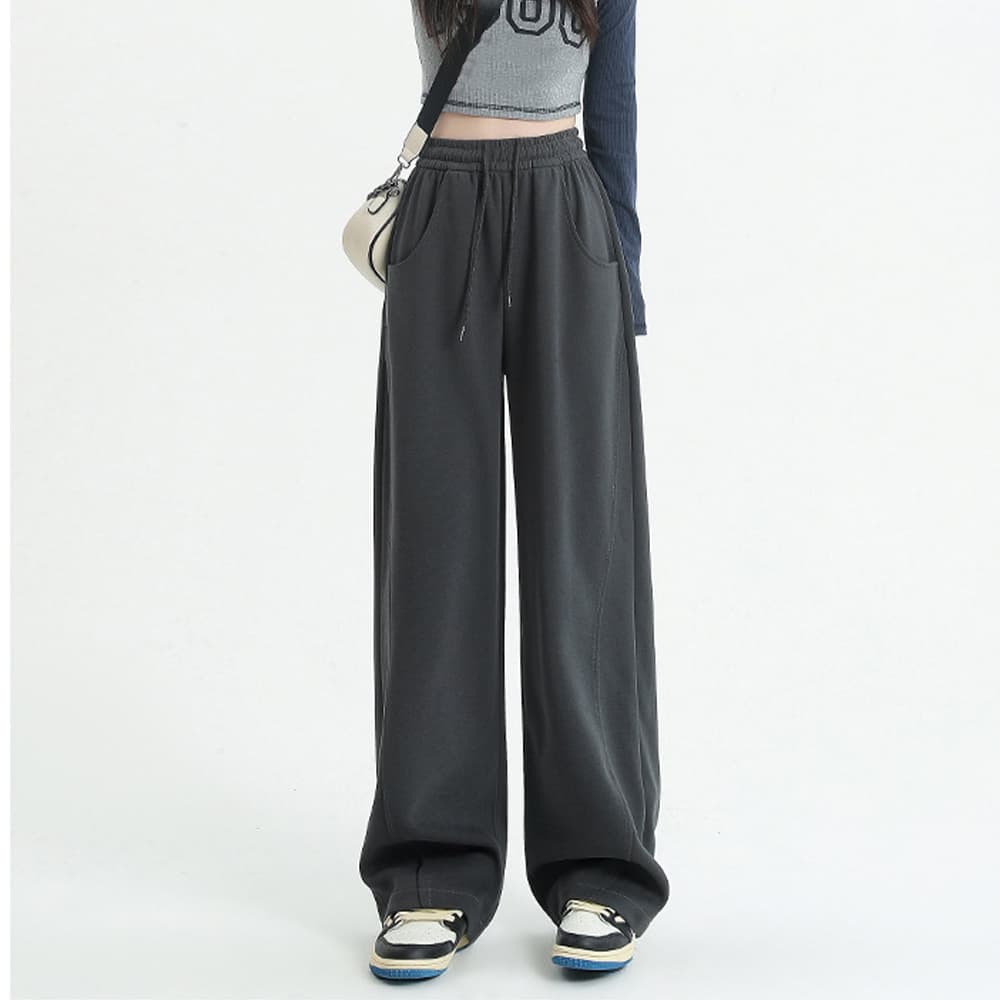 グレー パンツ ゆったりワイドパンツ レディース グレー系4色展開