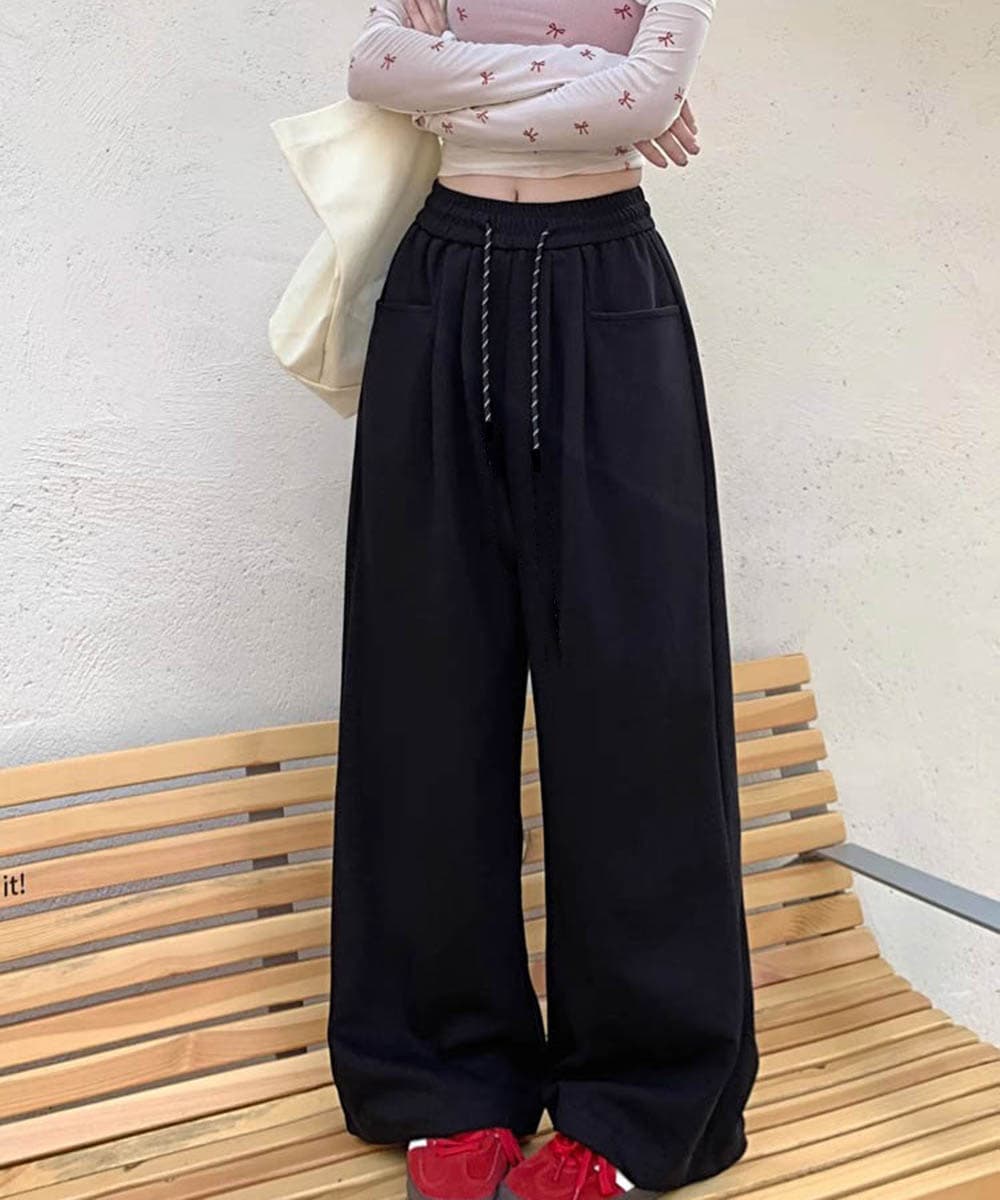 グレー パンツ ワイド スウェット パンツ グレー ゆったりシルエット