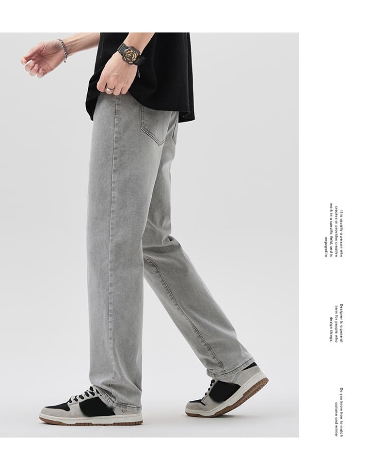 グレー パンツ ストレートシルエット ゆったりデニム