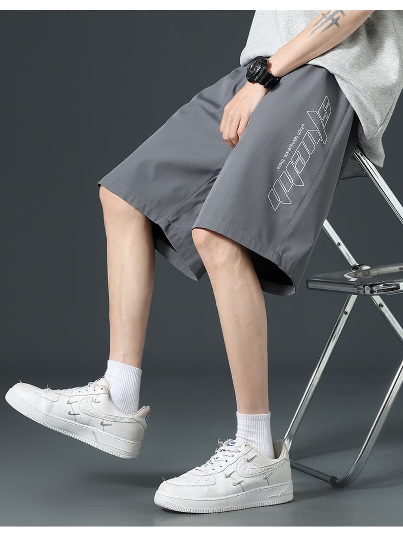 グレー パンツ リラックス ワイドショート夏用パンツ