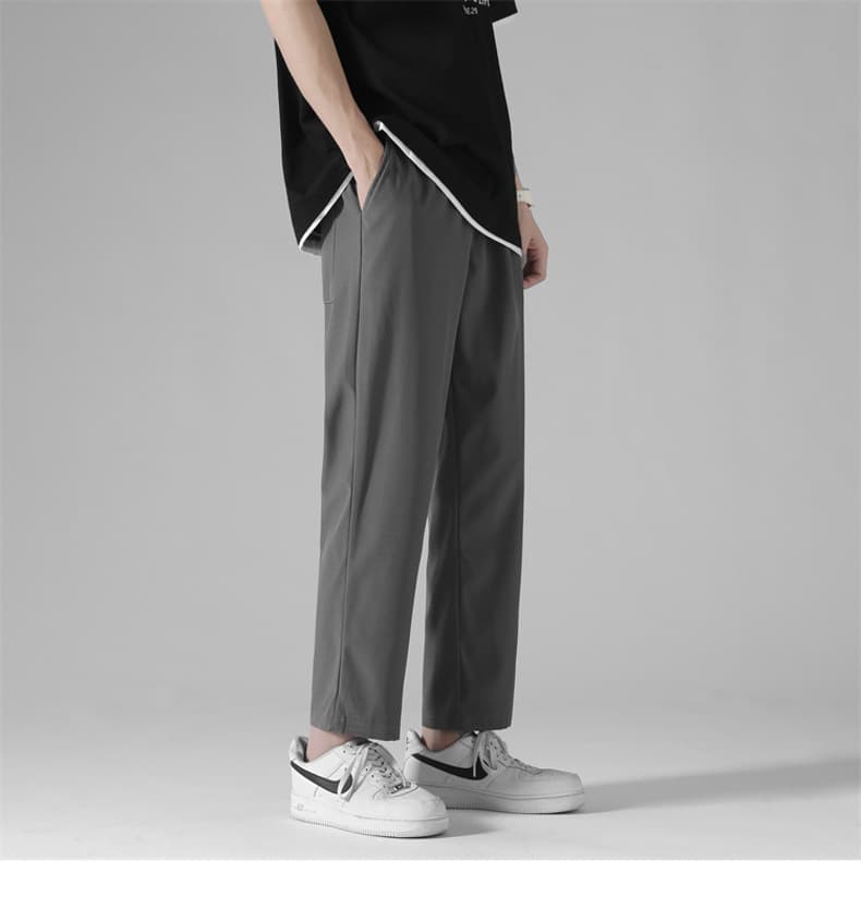 グレー パンツ シンプル タック デザイン パンツ