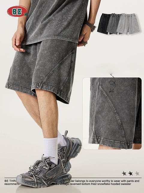 グレー パンツ ビンテージ風 ショートパンツ ストリート系 半ズボン 春夏 新作