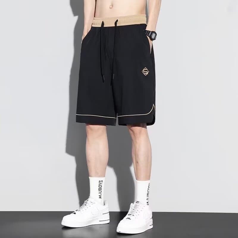 グレー パンツ ドローストリング リラックスハーフパンツ