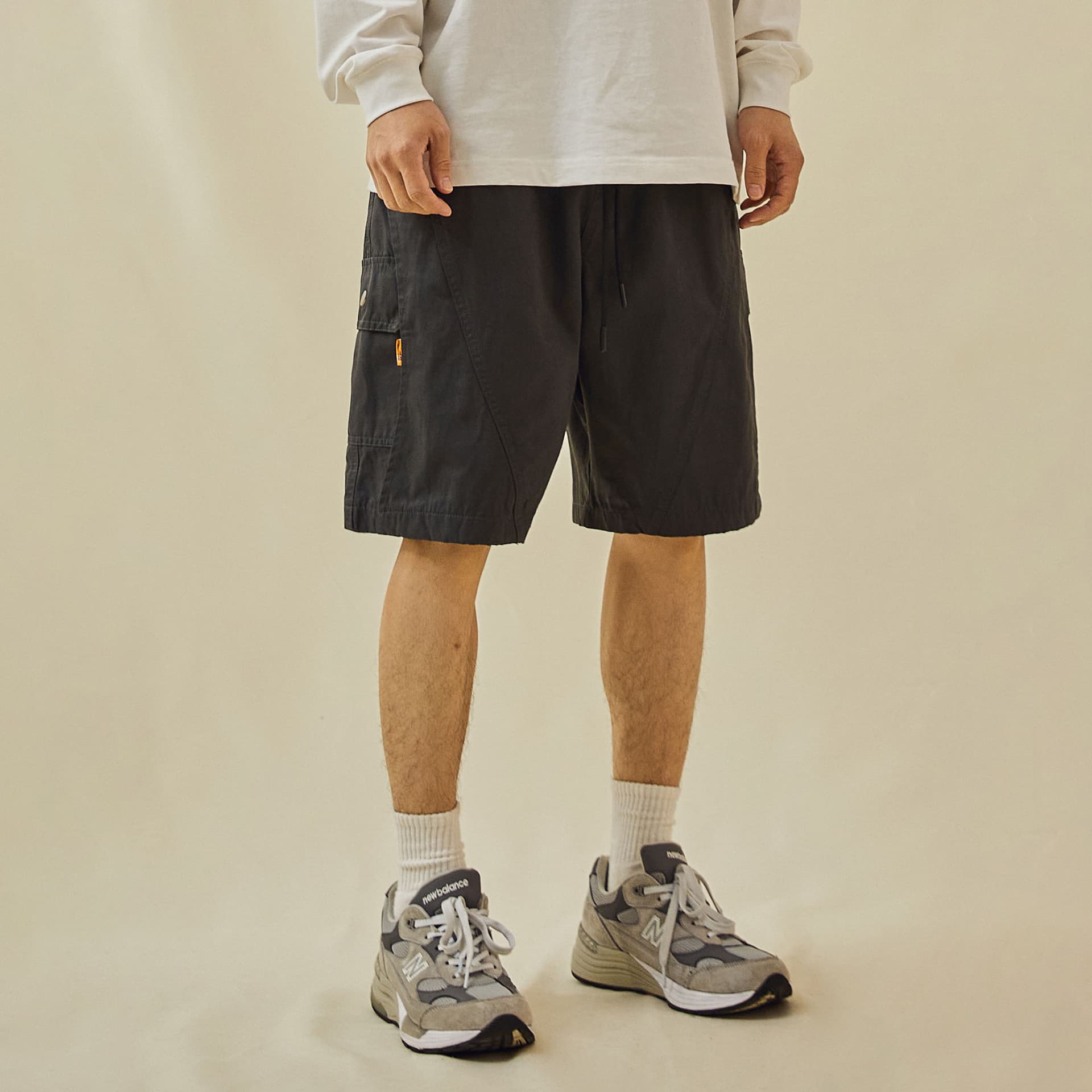グレー パンツ リラックス カーゴ ショートパンツ