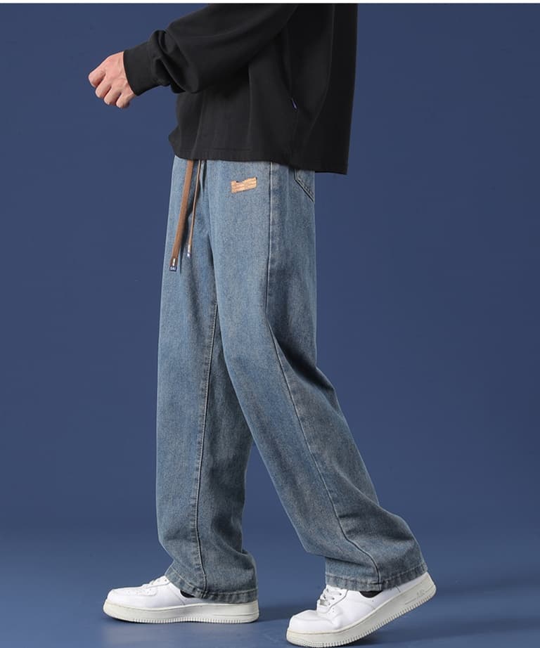 グレー パンツ リラックスデニムパンツ