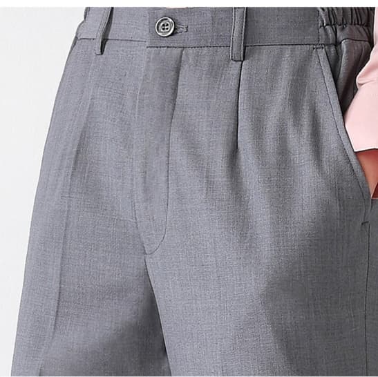 グレー パンツ 上質ストレートシルエットスラックス