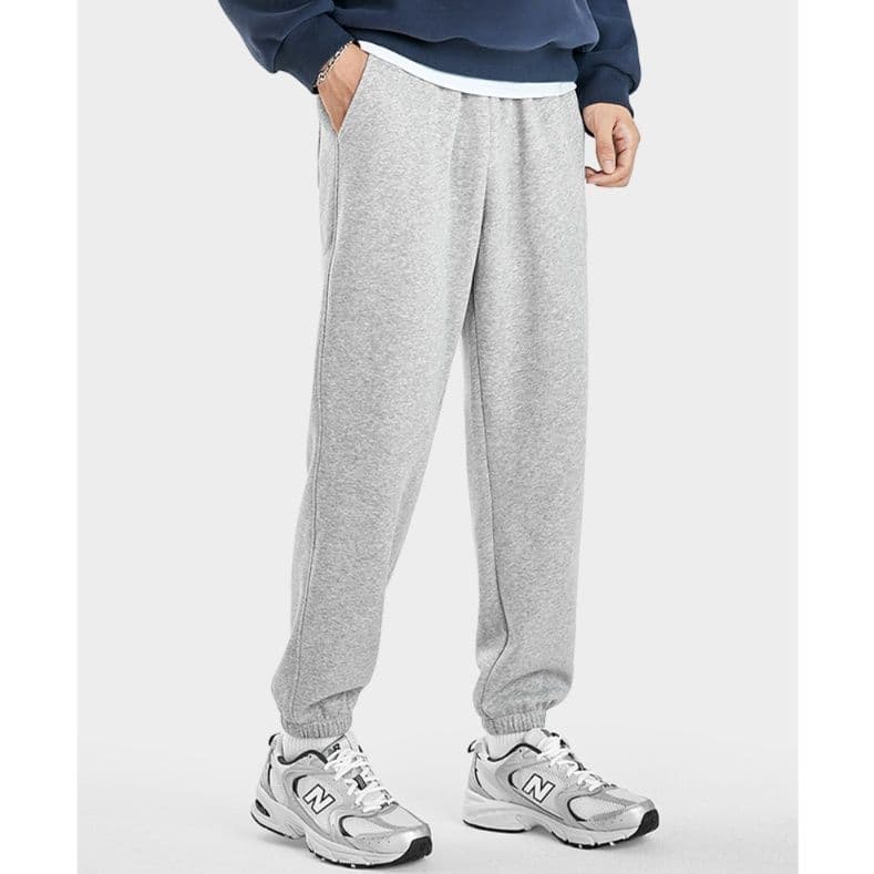 グレー パンツ 裾リブ仕様リラックスウェットパンツ
