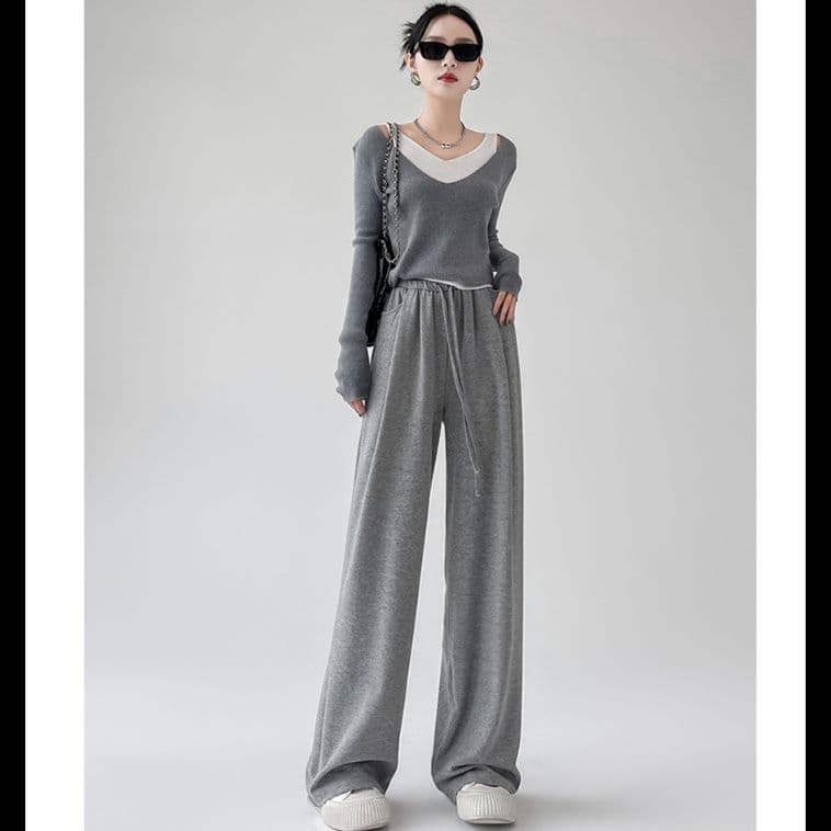 グレー パンツ グレー パンツ リラックスフレアパンツ