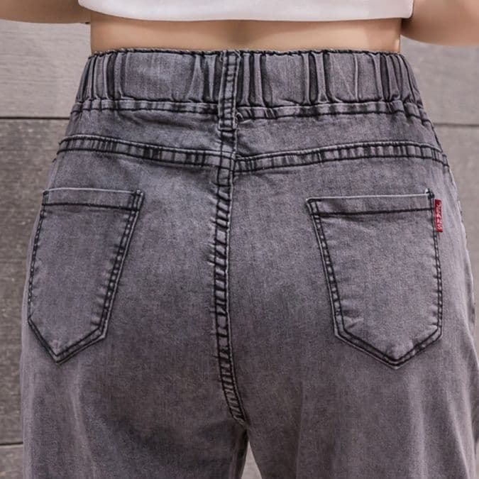 グレー パンツ ダメージ加工七分丈スキニーパンツ