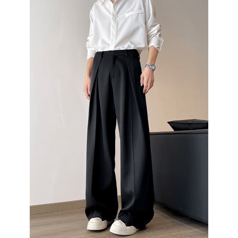 グレーパンツ タックパンツ シルエット抜群タック入りパンツ