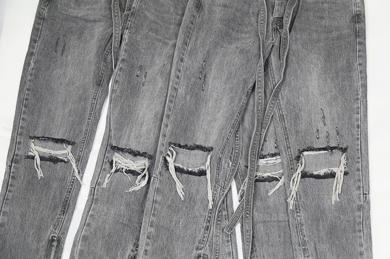 グレー パンツ メンズ グレー デニムパンツ ダメージ加工 ストリート系