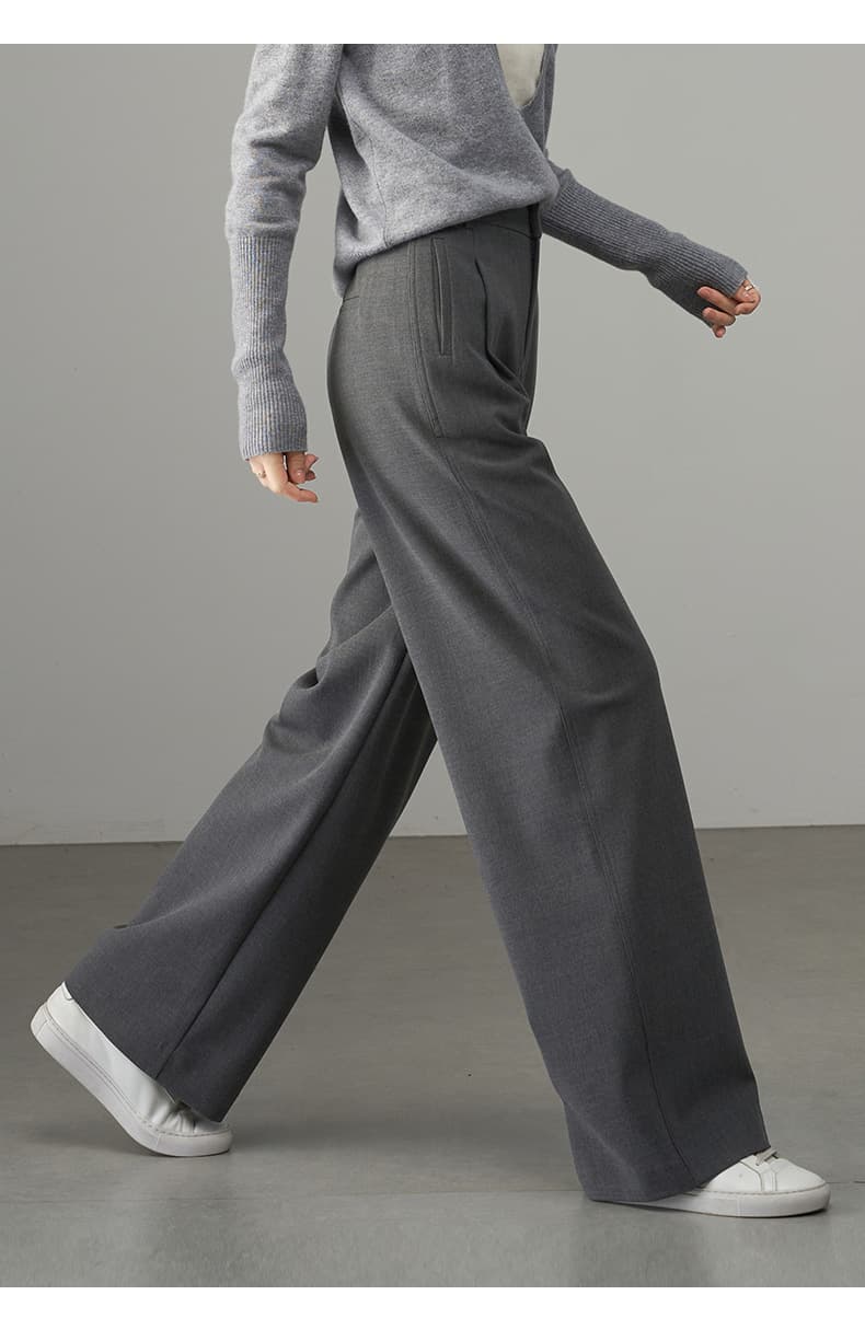 グレー パンツ 上質ワイドストレートスラックス