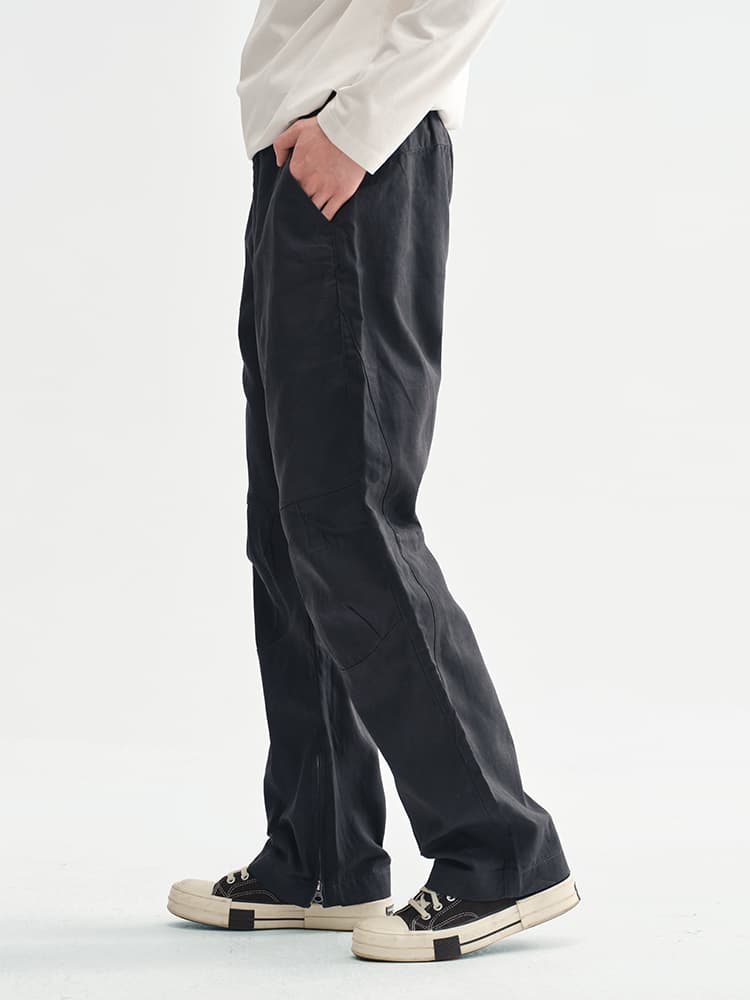 グレー パンツ カーゴパンツ 職人風ワークパンツ 機能的な膝パネル付き
