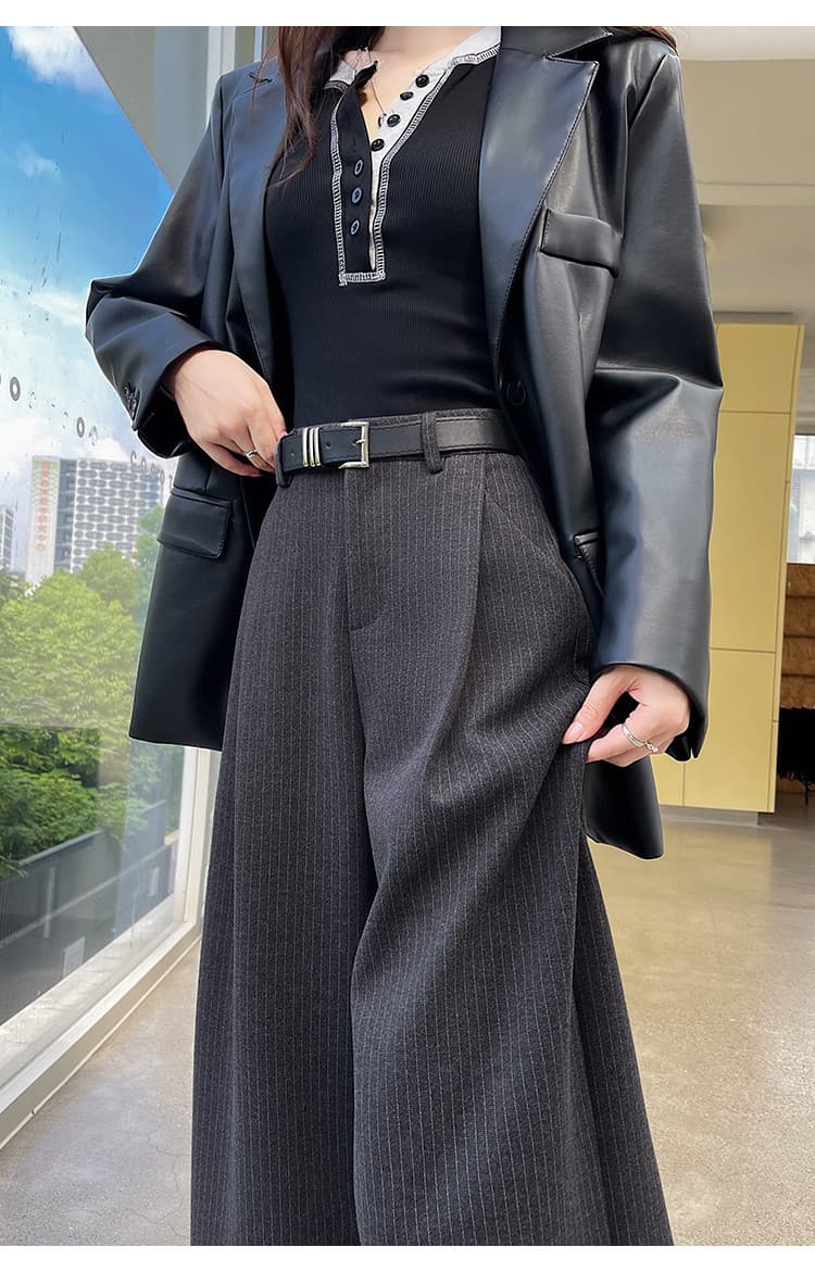 グレー パンツ スタイリッシュ ワイド タック パンツ