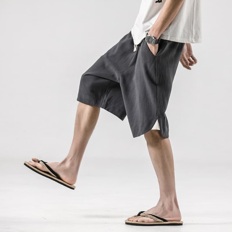グレー パンツ リラックスシルエット ワイドショート