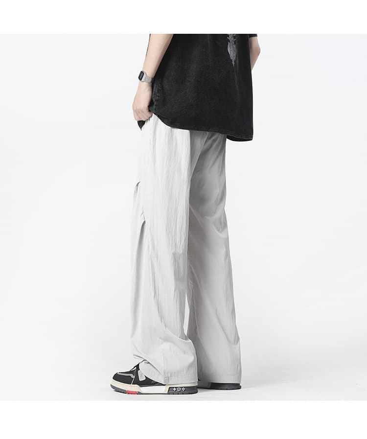 グレー パンツ しなやか風合いドレープワイドパンツ