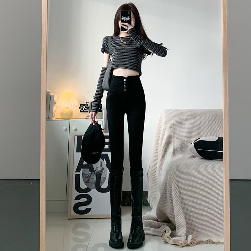 スキニー パンツ クロスデザイン美脚パンツ