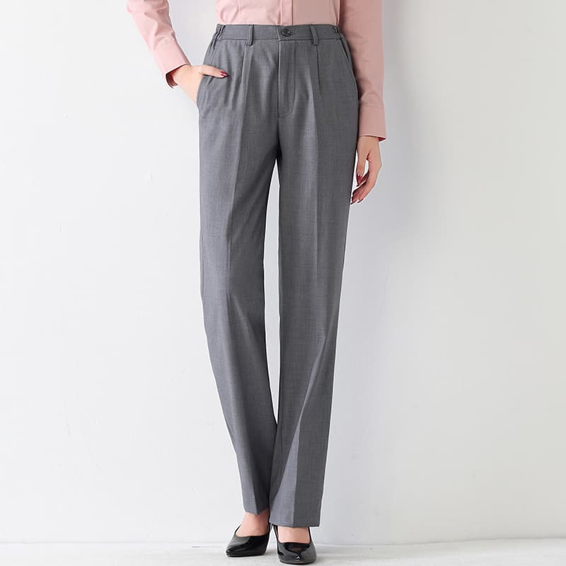 グレー パンツ 上質ストレートシルエットスラックス