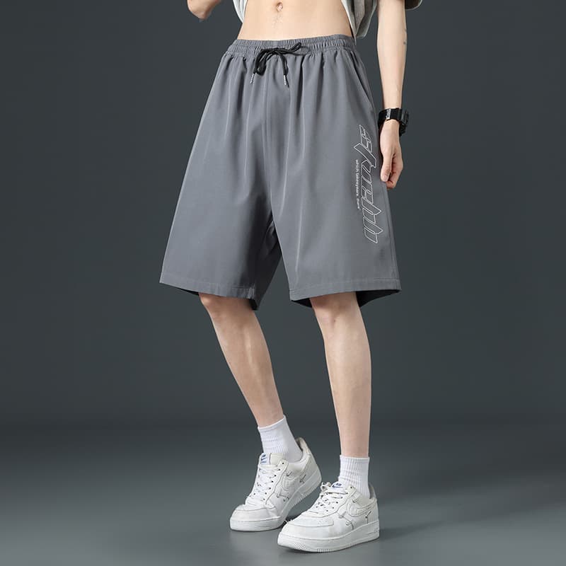 グレー パンツ リラックス ワイドショート夏用パンツ