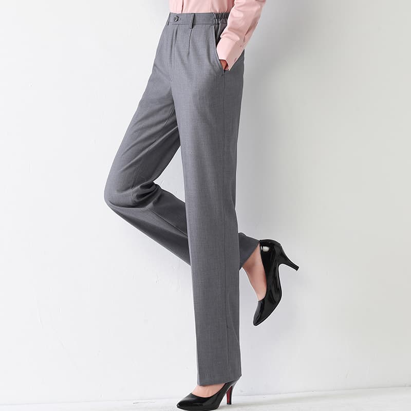 グレー パンツ 上質ストレートシルエットスラックス