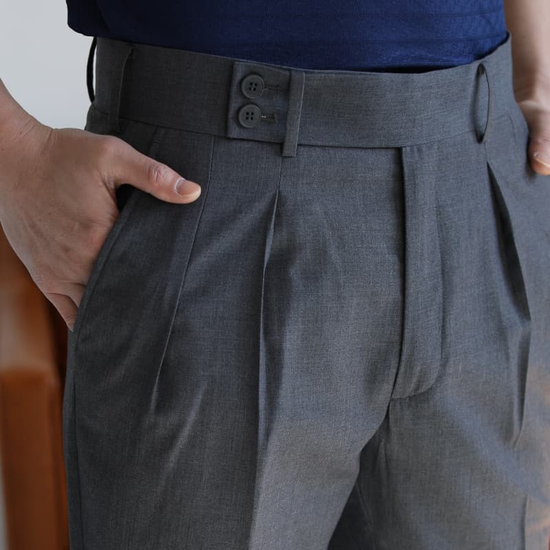 グレー パンツ 上質スリムフィット スラックス