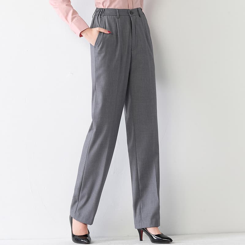 グレー パンツ 上質ストレートシルエットスラックス