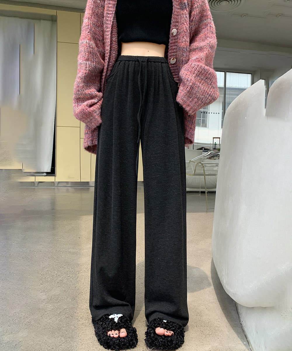 グレー パンツ 薄手スウェット グレー ワイドパンツ 韓国風