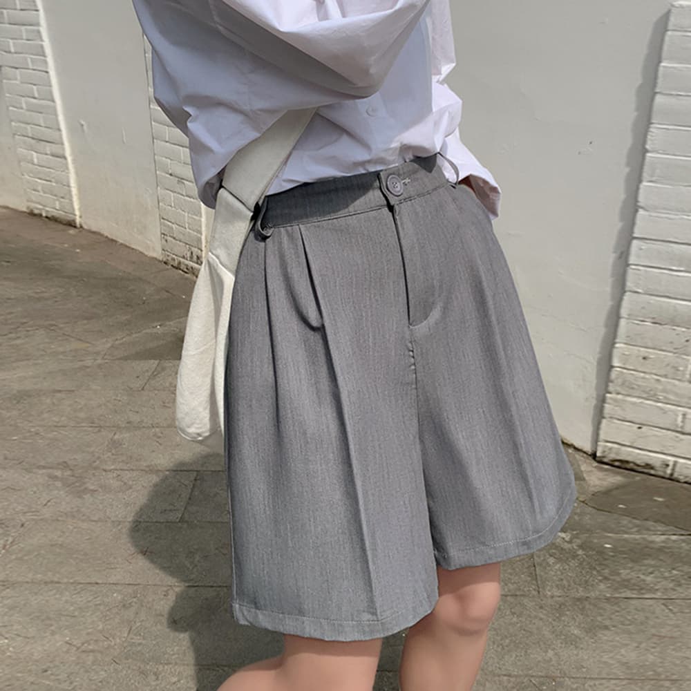グレー パンツ グレー ワイドハーフパンツ レディース 夏用