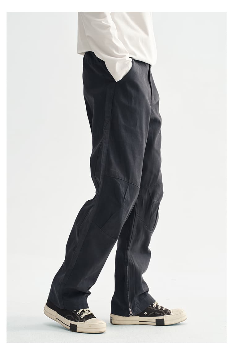 グレー パンツ カーゴパンツ 職人風ワークパンツ 機能的な膝パネル付き