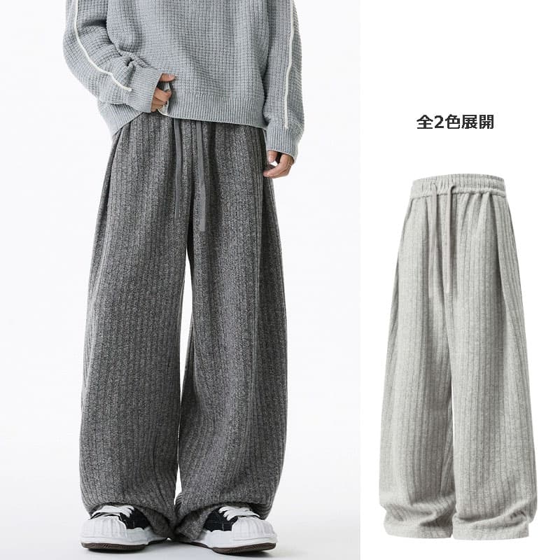 グレー パンツ メンズ タック入りワイドパンツ グレー 秋新作