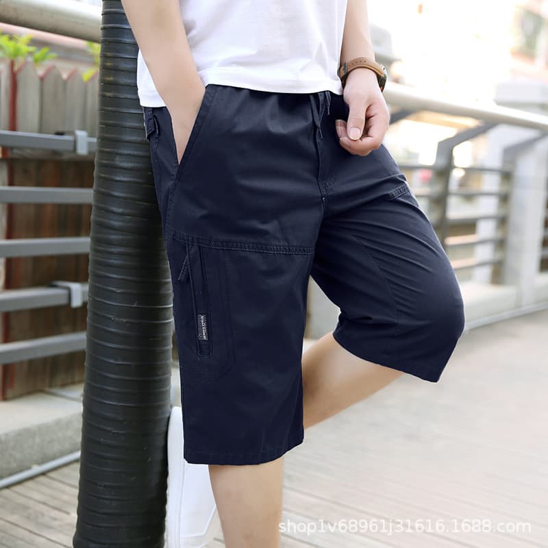 グレー パンツ カーゴポケット付きハーフパンツ