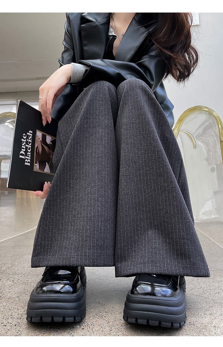 グレー パンツ スタイリッシュ ワイド タック パンツ