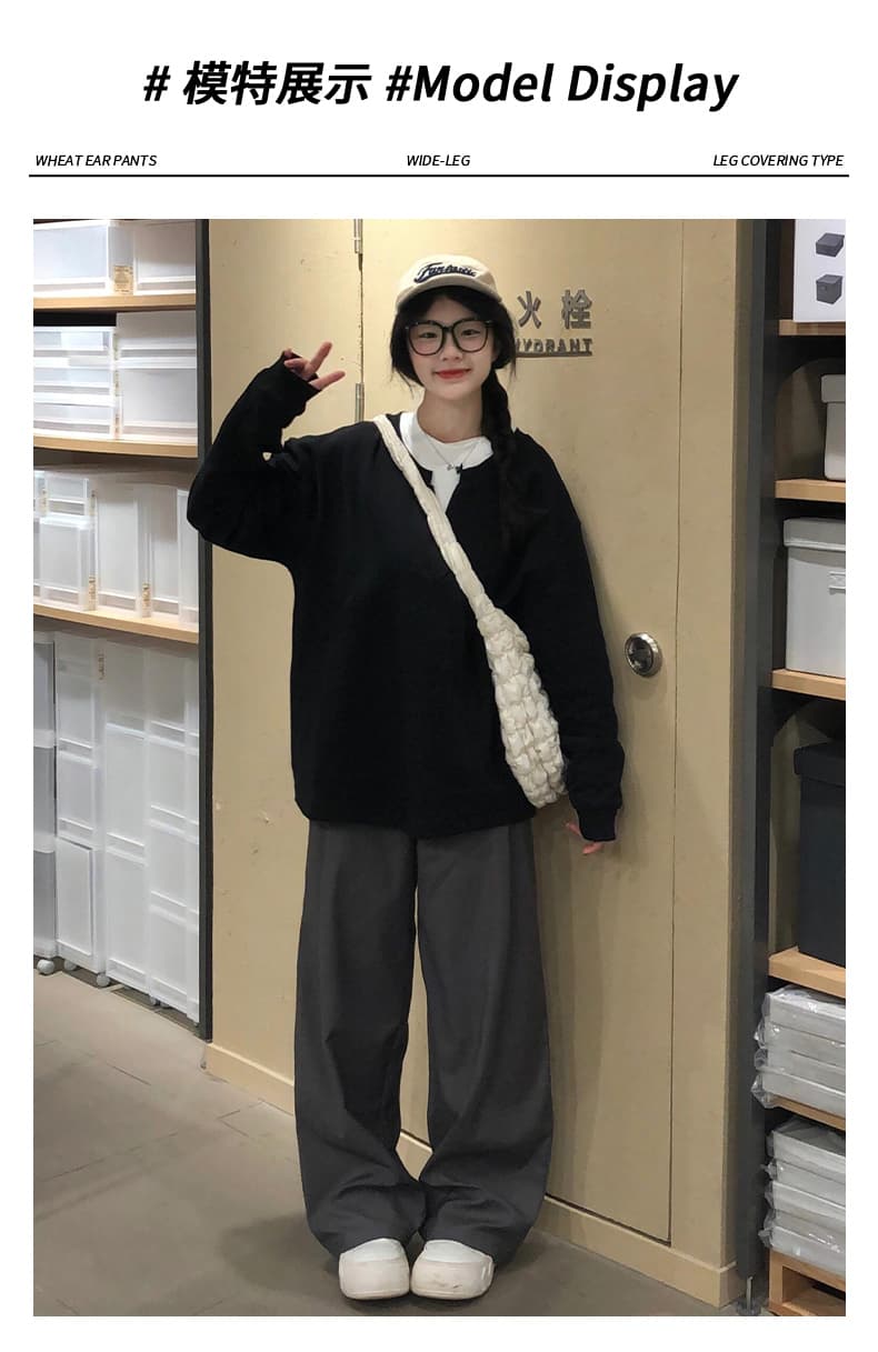 グレーパンツ スラックス ゆったりワイドパンツ
