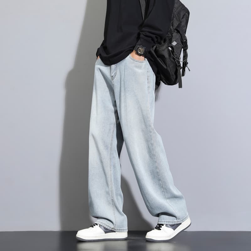グレー パンツ ゆとりのある大人向けデニムパンツ