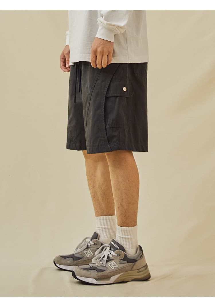 グレー パンツ リラックス カーゴ ショートパンツ