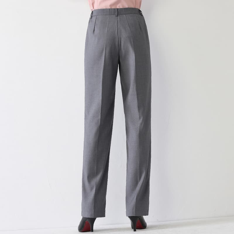 グレー パンツ 上質ストレートシルエットスラックス