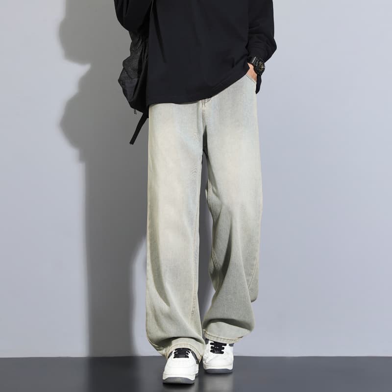 グレー パンツ ゆとりのある大人向けデニムパンツ