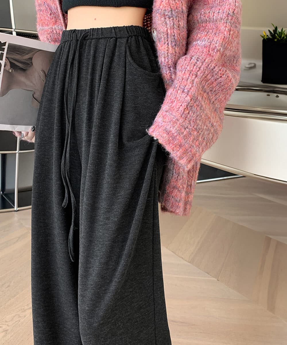 グレー パンツ 薄手スウェット グレー ワイドパンツ 韓国風