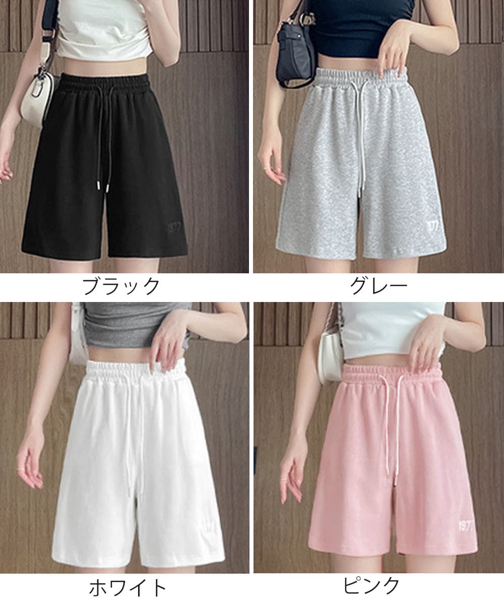 グレー パンツ グレー スウェット ハーフパンツ 韓国風ショートパンツ