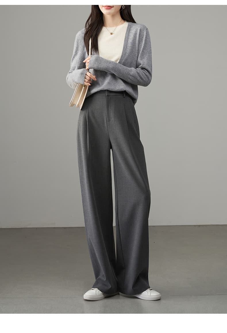 グレー パンツ 上質ワイドストレートスラックス
